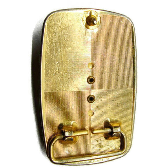 South Western Green Stone Black & Gold Tone Overlay Detailed Flower Belt Buckle - Picture 6 of 11